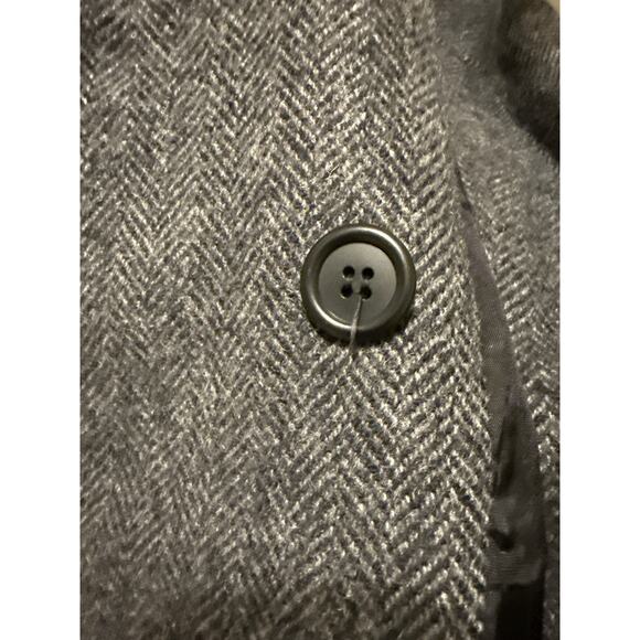 Alorna Vintage 80's Herringbone Double Breasted Coat Large Petite 3/4 Length USA - Picture 6 of 7